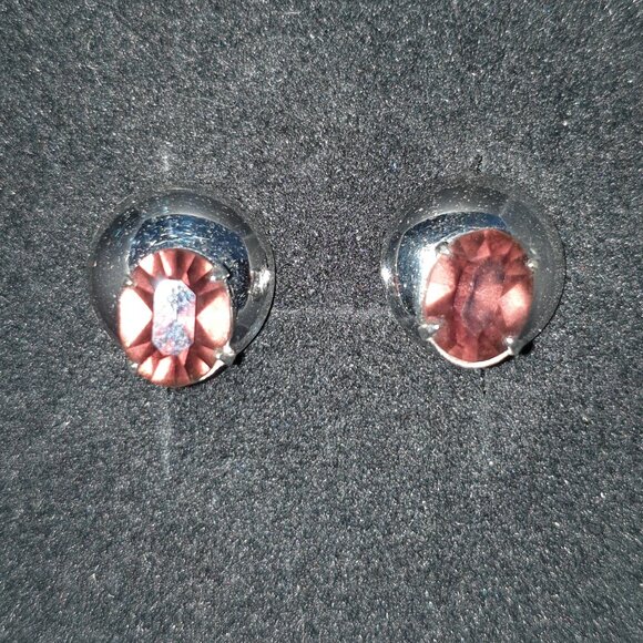 Vintage Bond Boyd Brown Rhinestone Sterling Silver Screw Back Earrings - Picture 4 of 11